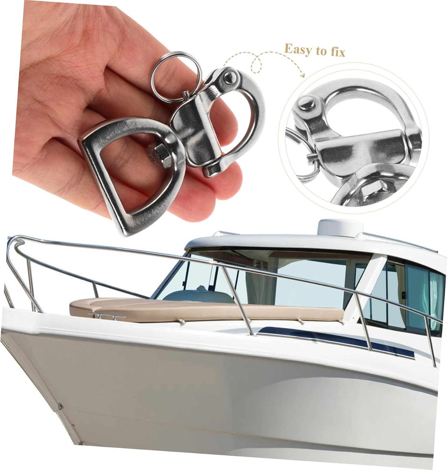 Stainless Steel Yacht Buckle Rotating Spring Shackle Rope Buckle for Outdoor Activities