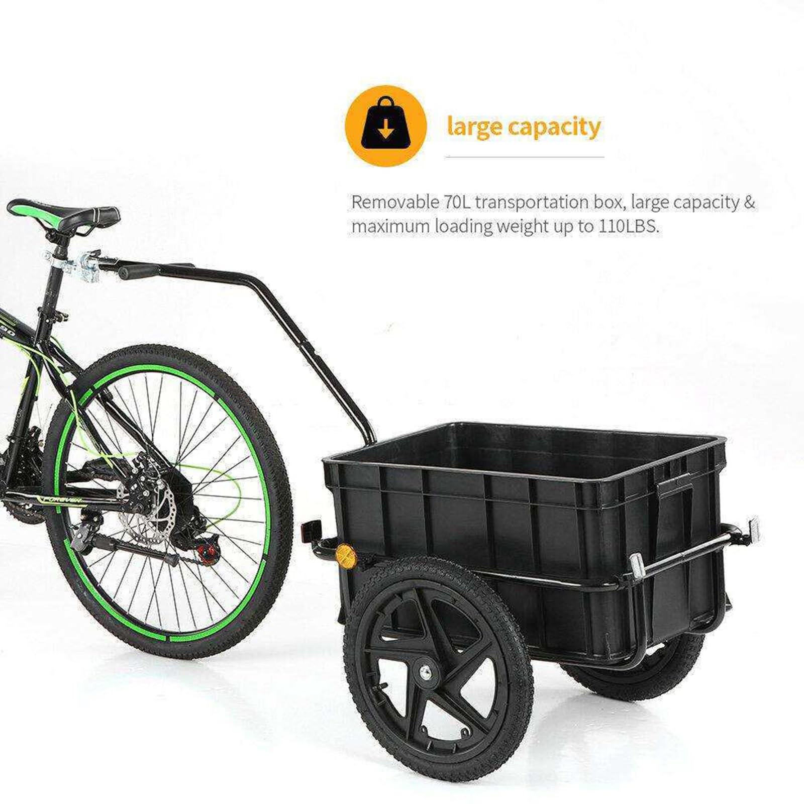 Remorque Cargo Monoroue Tout-Terrain avec Suspension à Ressort pour Vélos Électriques