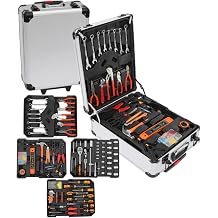187pcs Trolley Case Tool Set, Carbon Steel Home Repair Kit Household Hand Tool Kit Toolbox Storage Case, Complete Rolling Tool Box for Maintenance Garden Homeowner DIYer Handyman