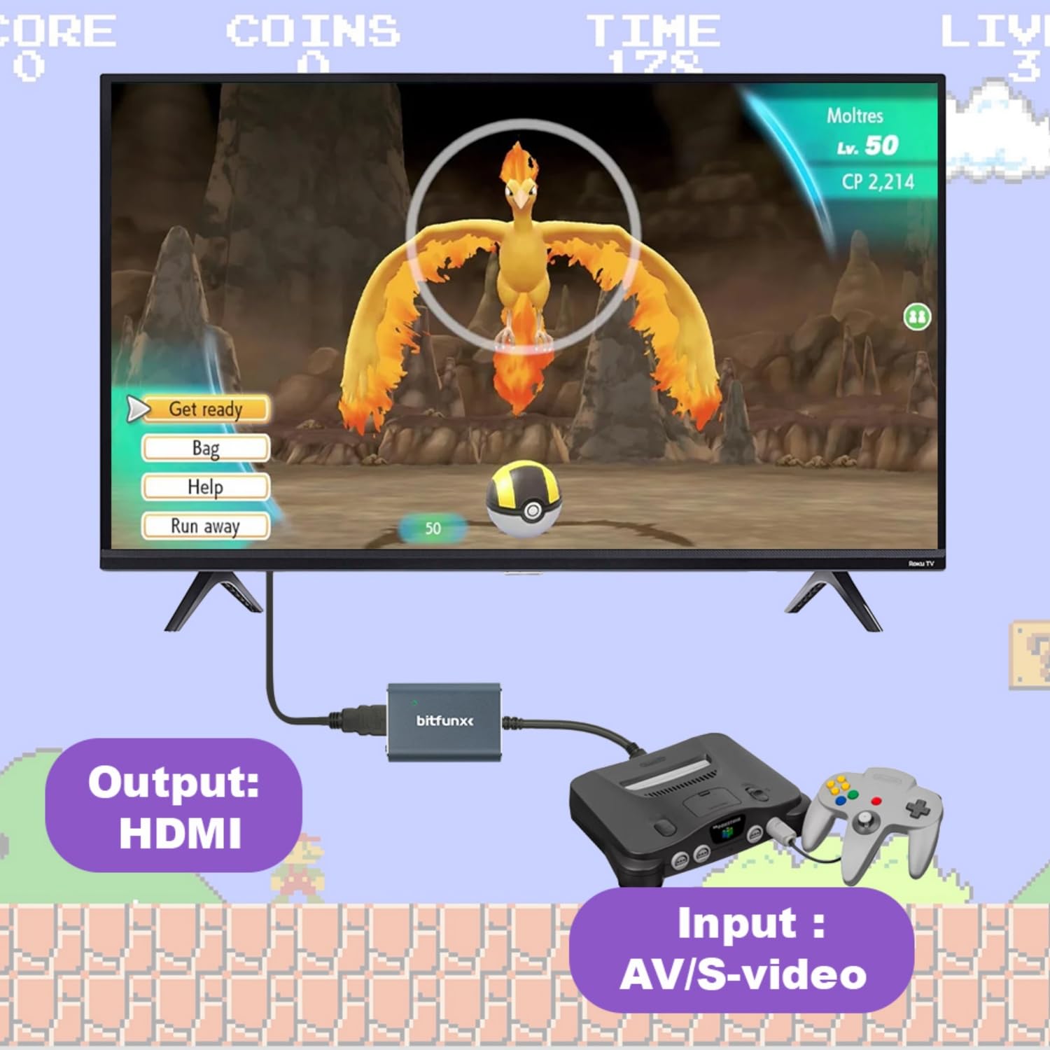 BITFUNX Adaptador HDMI N64/SNES/SFC/NGC 1080P - Suporta ...