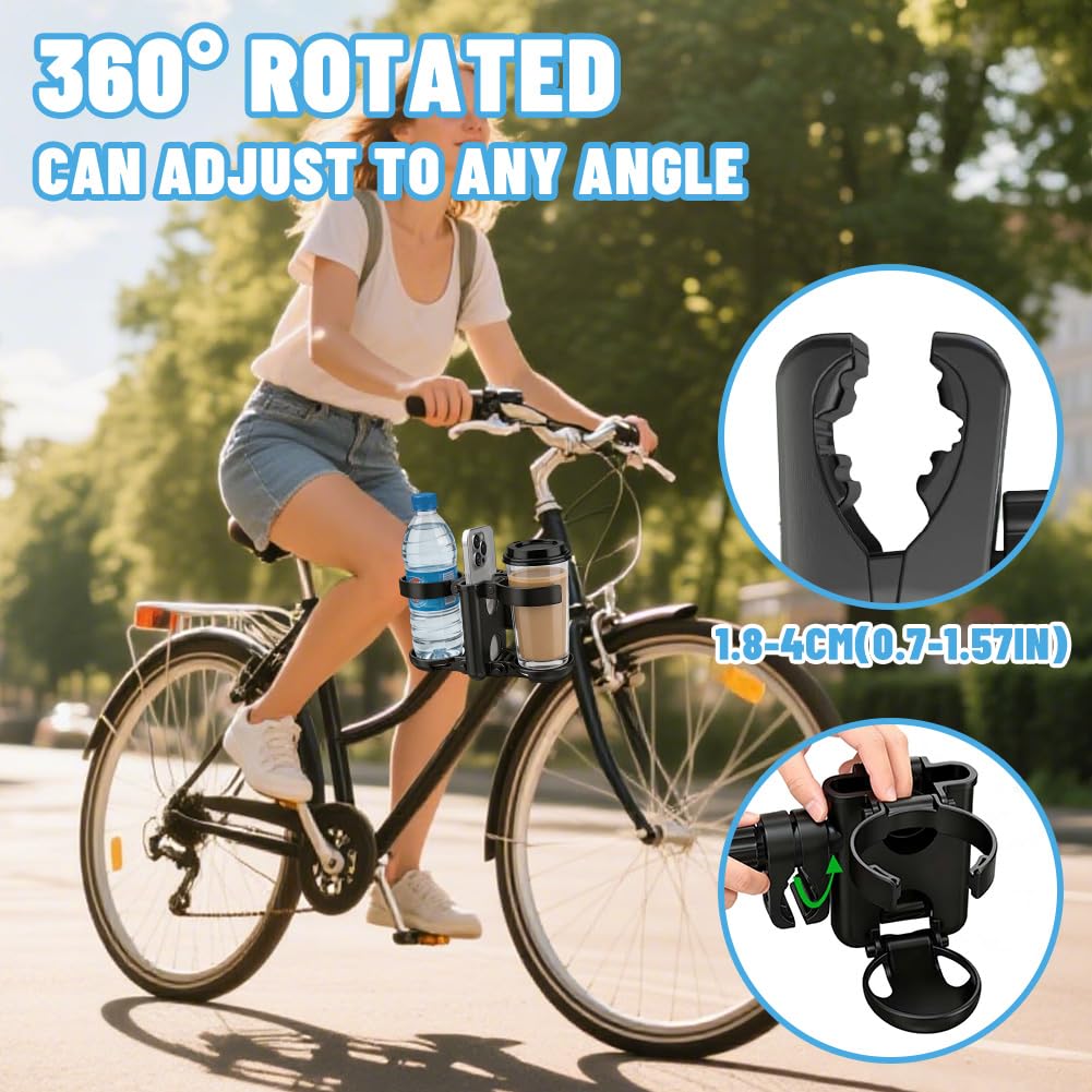Soporte para bebidas 3 en 1, accesorios para cochecitos - Portavasos plegable con soporte para teléfono móvil, portabotellas universal para ABC Design Cybex, Bugaboo, bicicleta y silla de ruedas