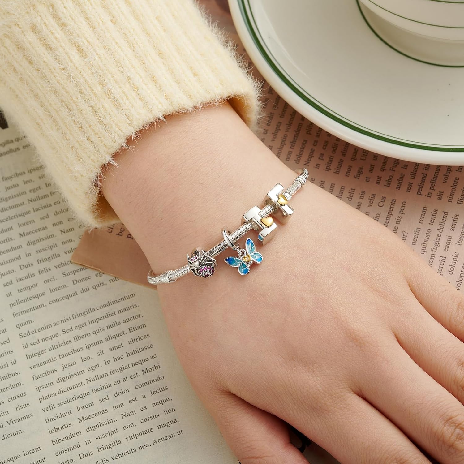 PARCOM S925 Sterling Silver Charms for Bracelets and Necklaces,Letter Charms A-Z for Bracelet Necklace with Golden Heart Initial Beads Pendant Jewelry Bracelets for Women Birthday Ceremony - Image 6