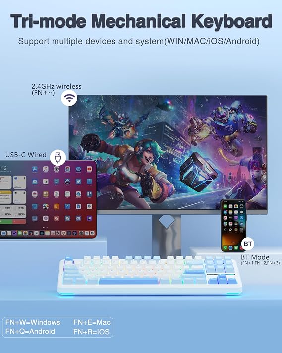 AULA F87 Wireless Gaming Keyboard Tri-mode,75% Percent Hot Swappable Custom Keyboards,Five-Layer Padding,Pre-lubed Switches,RGB Backlight,TKL Mechanical Keyboard for PC/Mac (11)