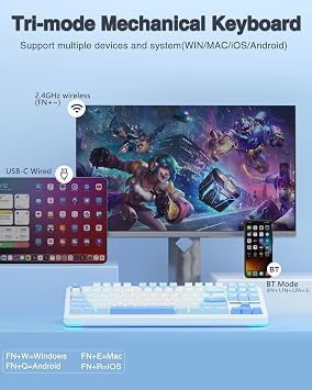 AULA F87 Wireless Gaming Keyboard Tri-mode,75% Percent Hot Swappable Custom Keyboards,Five-Layer Padding,Pre-lubed Switches,RGB Backlight,TKL Mechanical Keyboard for PC/Mac (11)