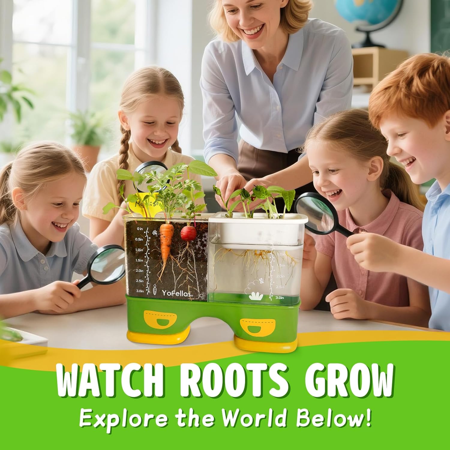 Root Viewer Science Kit for Kids – Grow Your Own Plant STEM Toy & Gardening Kit for Ages 6-12 – Educational Gift for Boys & Girls with Soil, Hydroponics, Journal & Stickers
