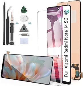 Ecran LCD cu touchscreen pentru Xiaomi Redmi Note 14 5G RongZy 24094RAD4G, negru, cu kit de reparații inclus