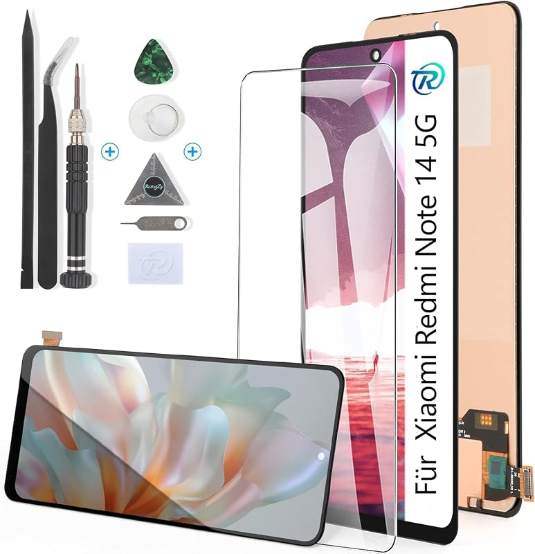 Ecran LCD cu touchscreen pentru Xiaomi Redmi Note 14 5G RongZy 24094RAD4G, negru, cu kit de reparații inclus