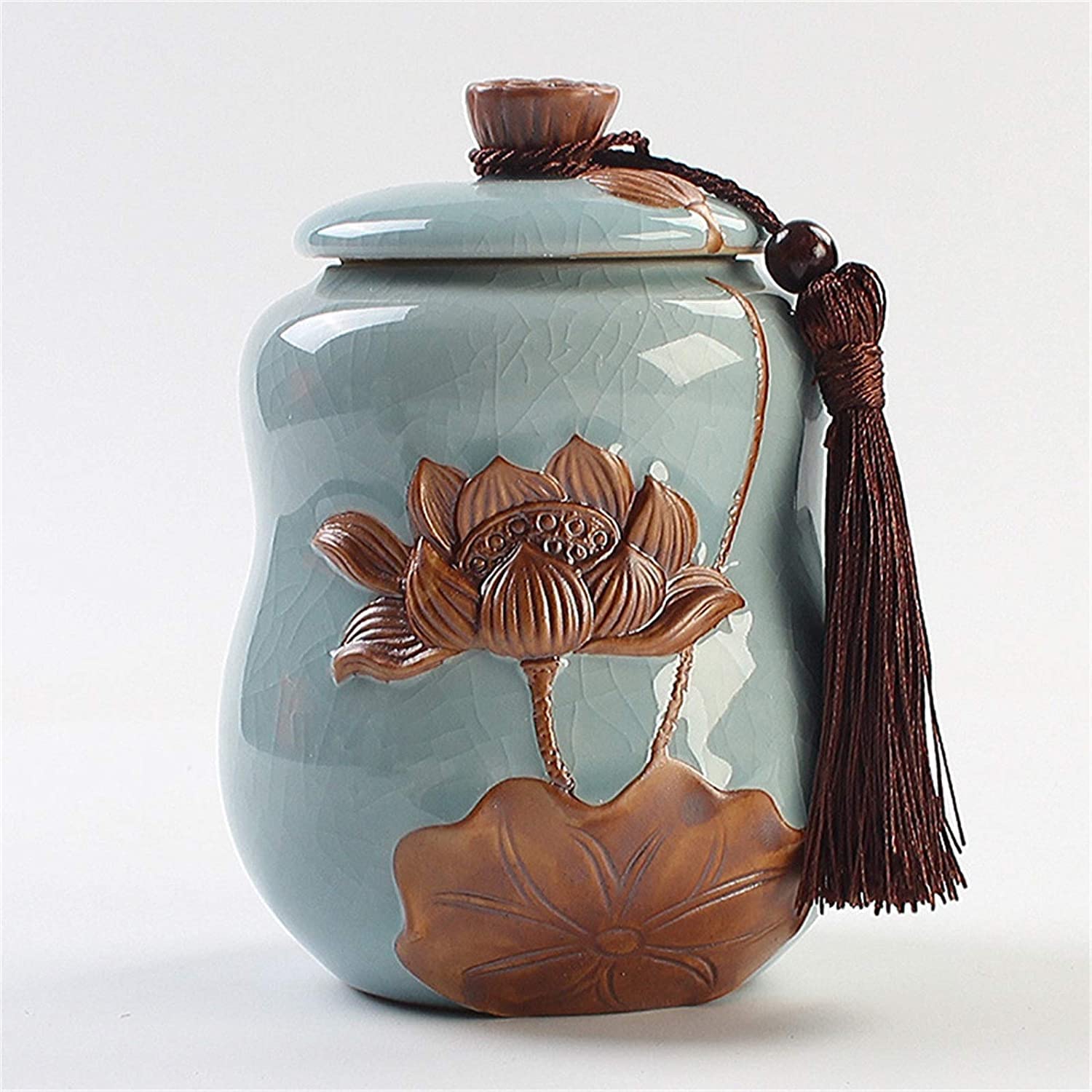 SBZIOJHDR ceramic tea jar, Ceramic Tea Jar,Jars Containers,Kitchen Food Storage Canister,Personalized Caddy Sealed Pot Household Daily Use for(Blu)