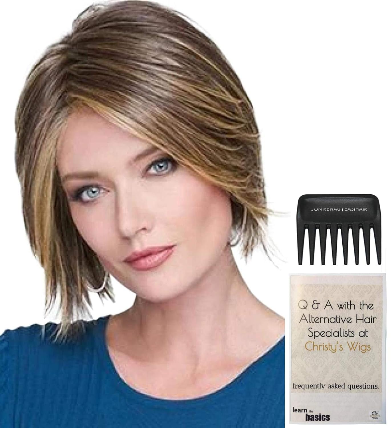 Bundle - 3 Items: Real Deal Wig by Raquel Welch, Christy's Wigs Q & A Booklet & Wide Tooth Comb - Color: RL31-29