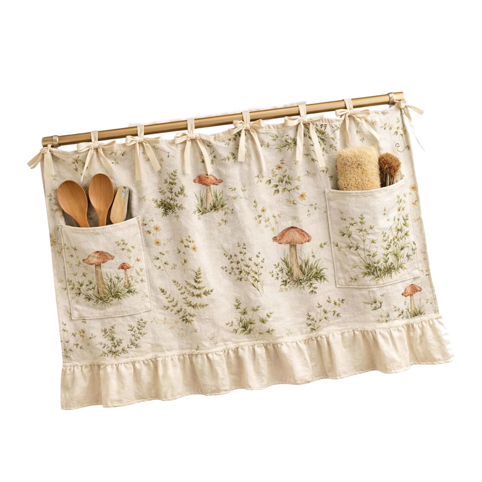 our fave Ruffled Trim Oven Skirt Cover with Pocket Ribbon Ties Cabinet Dishwasher Curtain for Kitchen Decors Oven Skirt Curtain with Pocket