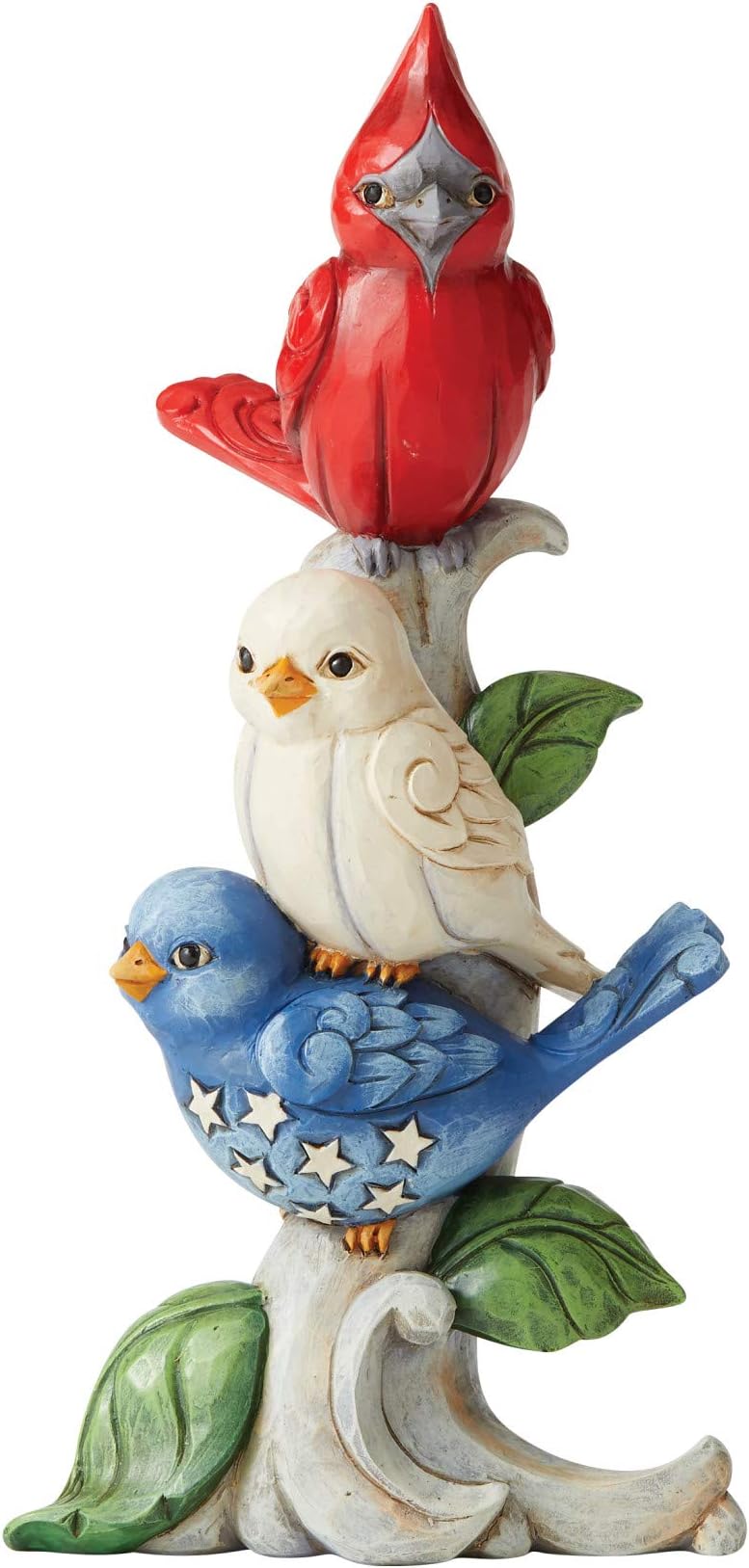 Jim Shore Heartwood Creek Patriotic Stacked Birds Figurine, 7.72", Multicolor