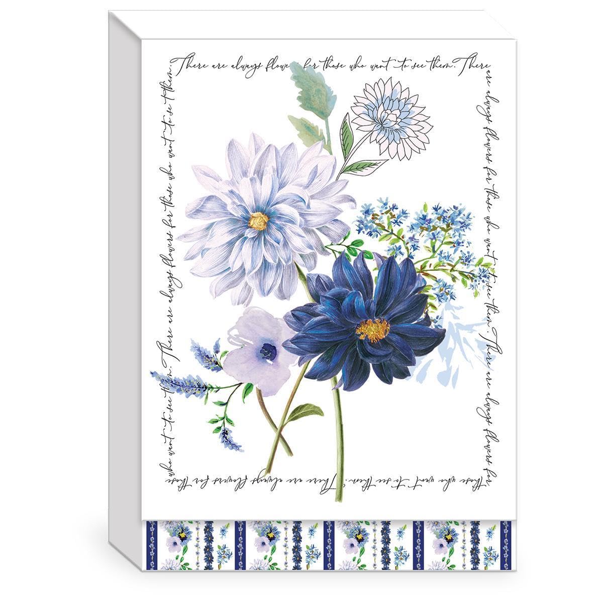 Punch Studio Blank Note Cards with Lined Envelopes, Embossed Accents and Textured Box for All Occasions - 5” x 3.5” each, Set of 10 Cards – Blue Dhalia (50421)