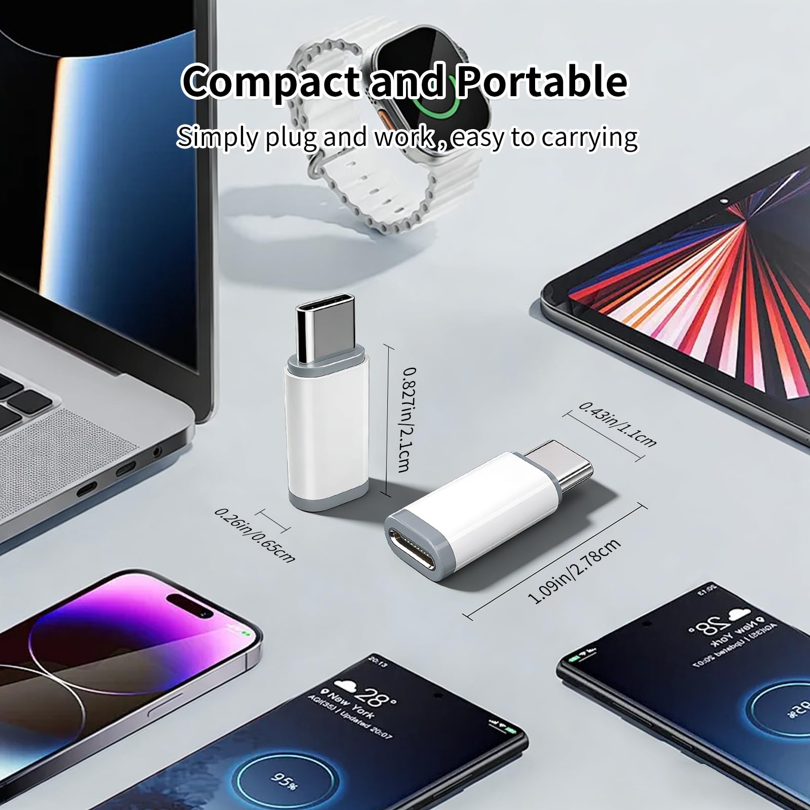 4 Pack iPhone to USB C Adapter for Lightning Female to Type C Male Connector Adaptor Only Support Charging & Data Sync Compatible with iPhone 17/16/15 Pro Max Plus, iPad/Air, Galaxy, Not for Audio/OTG — view 8