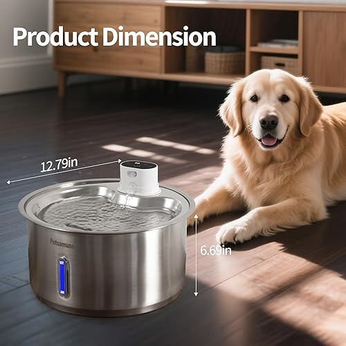 Miniatura 9 de Fuente de agua inteligente inalámbrica de acero inoxidable de 11 litros, batería de 5000 mAh, fuente de agua grande para perros de 2.8 galones con 2