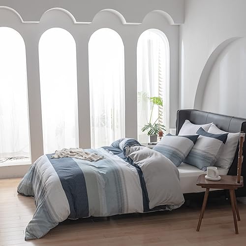 Miniatura 9 de EAVD - Moderno juego de funda de edredón de color verde esmeralda liso, tamaño queen, suave, 100 % algodón tejido de gofre, con 2 fundas de almohada