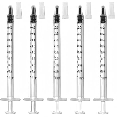 100 Pcs 1ml 1cc Syringe No Needle Plastic Syringe with Caps