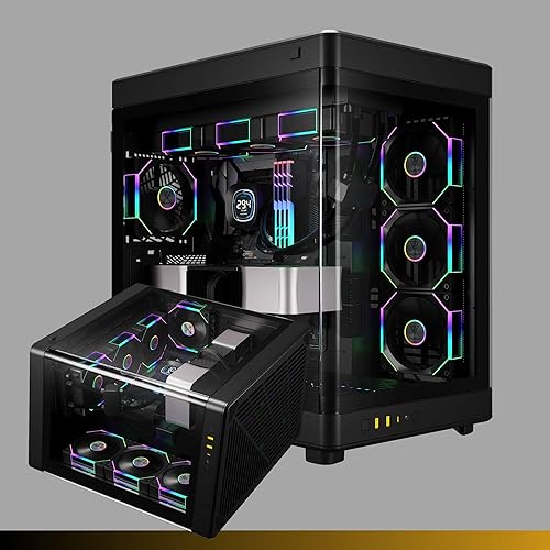 Miniatura 4 de GAMDIAS NESO P1 PRO Gaming EATX - Carcasa para computadora de torre completa, doble cámara, configuración de 2 vías, pantalla panorámica lateral de