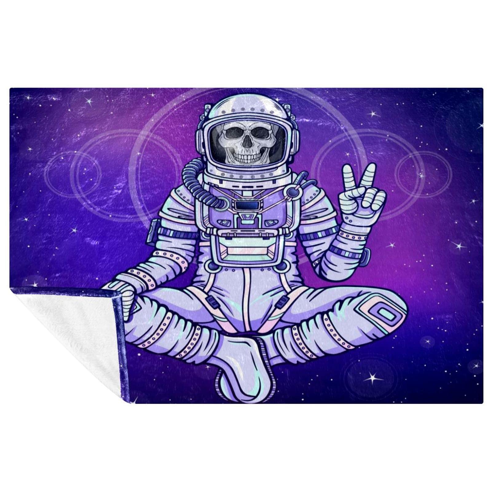 Vapokf Multicoloured Skeleton Astronaut Prints Soft Warm Cozy Blanket Throw For Bed Couch Sofa Picnic Camping Beach, 150 * 200Cm
