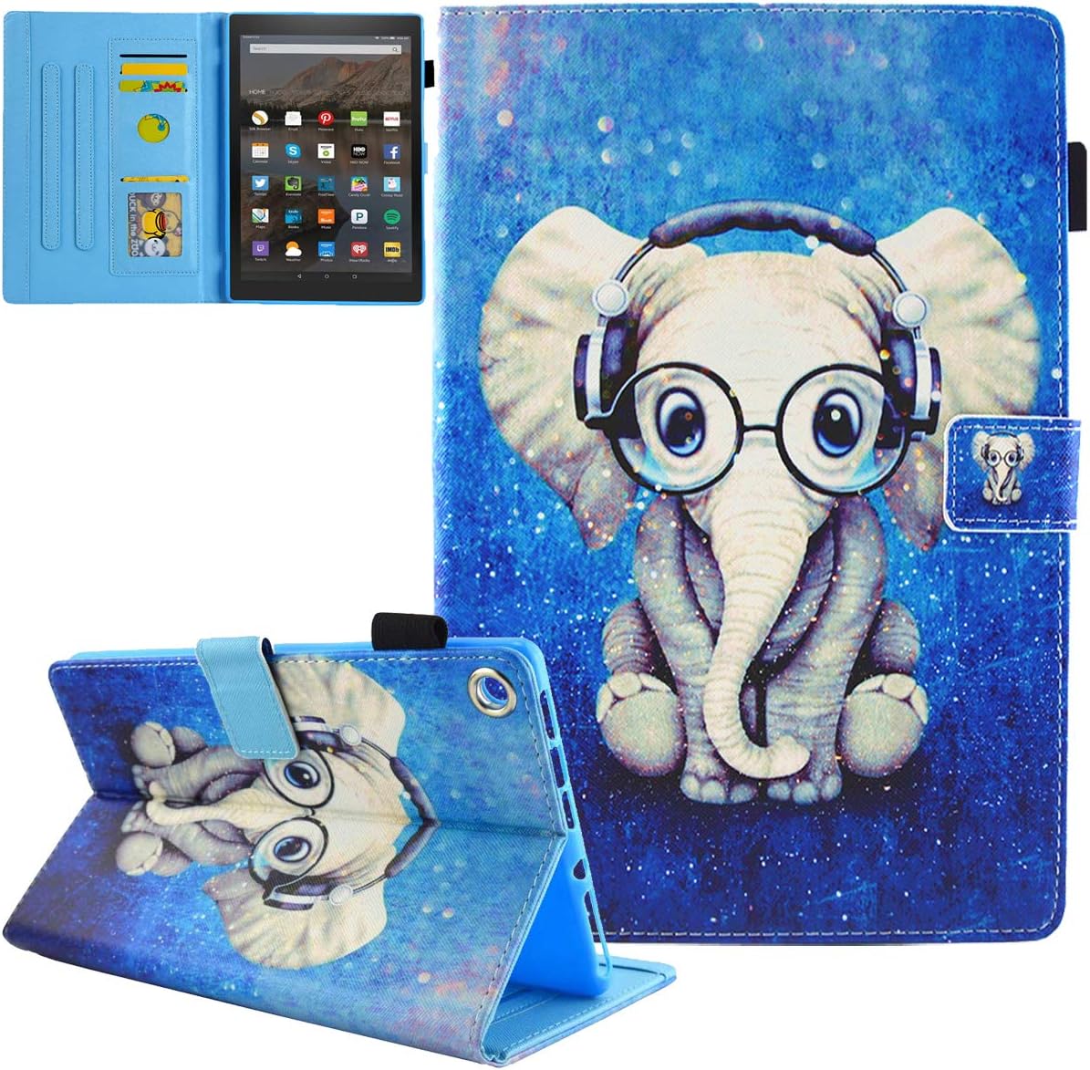 Gabclaxy Tab A 10.1 Case, T510 Case, JZCreater PU Leather Folio Stand Wallet Case, Auto Sleep/Wake Smart Cover for Sabcmsung Gabclaxy Tab A 10.1" SM-T510/T515, Elephant