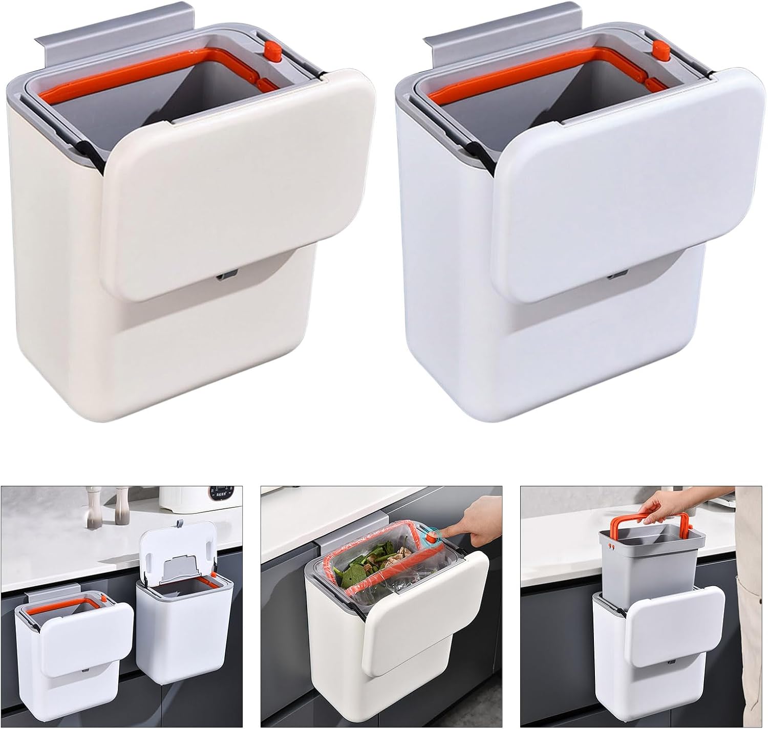 Wall Mounted Garbage Bin with Lid Kitchen Compost Bin for Kitchen and Bathroom Organization