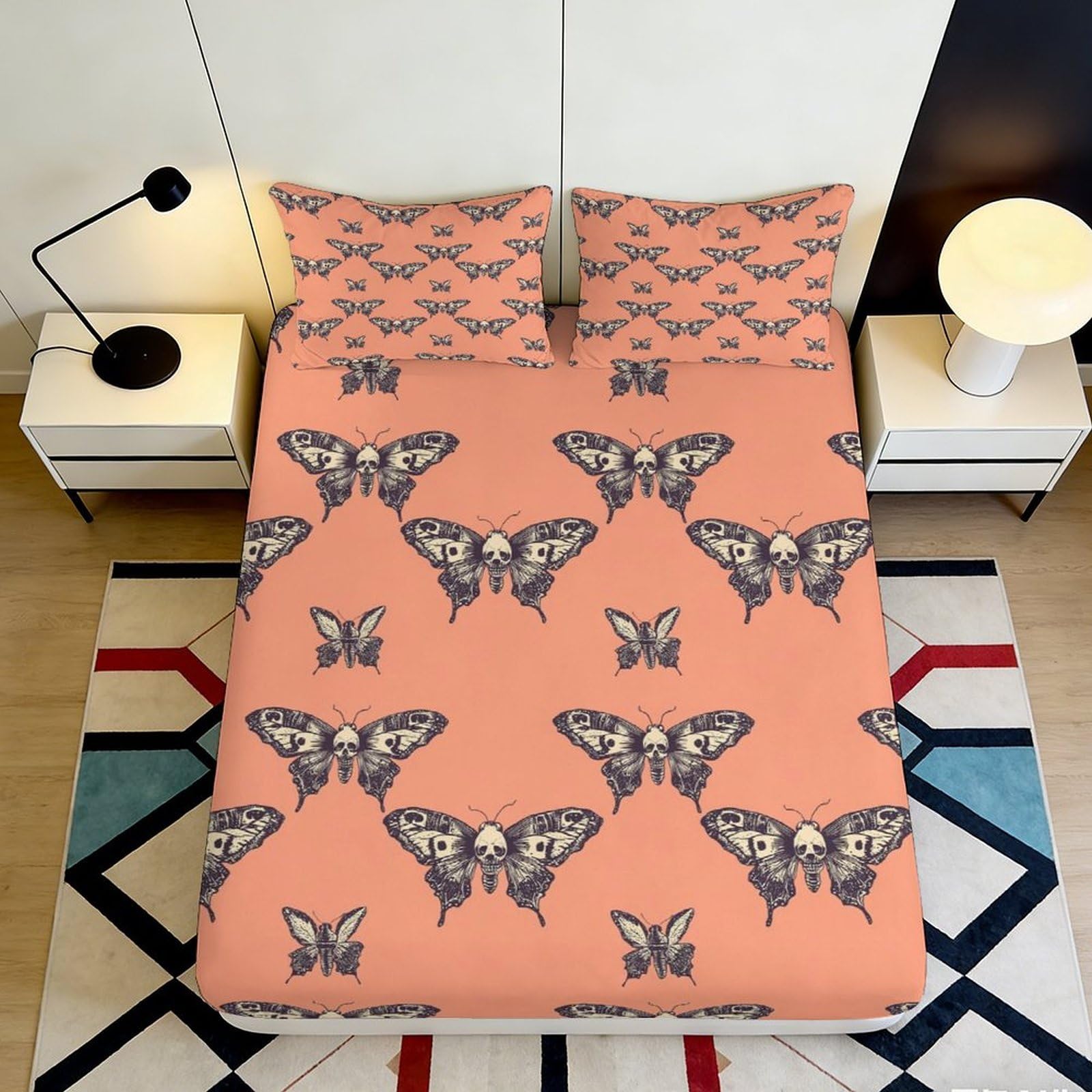 Dhbaneiok Style-3 3D Printed Butterfly Coral Fitted Sheet Microfiber Soft Breathable Moth Bed Cover For Bedroom Dorm Decor Mattress Protection 90X200x25cm