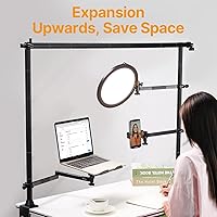 Vista 3 de JUSMO LS15 Pro Soporte de Escritorio para Cámara, Plataforma de Montaje de Cámara Aérea de Aluminio, Poste de Mesa Multidispositivo para Montar
