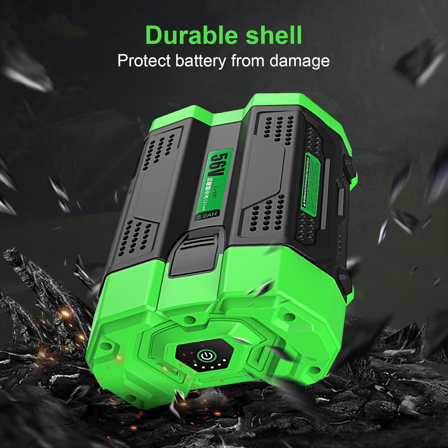 Amityke 56V 5.0Ah Lithium Ion Battery Replace for EGO Batteries BA1400T BA2242T BA2800T BA3360T BA4200T Compatible with All 56V Power Tools ST1502LB CS1604 LB4800 LB6504 HT2400 and Charger