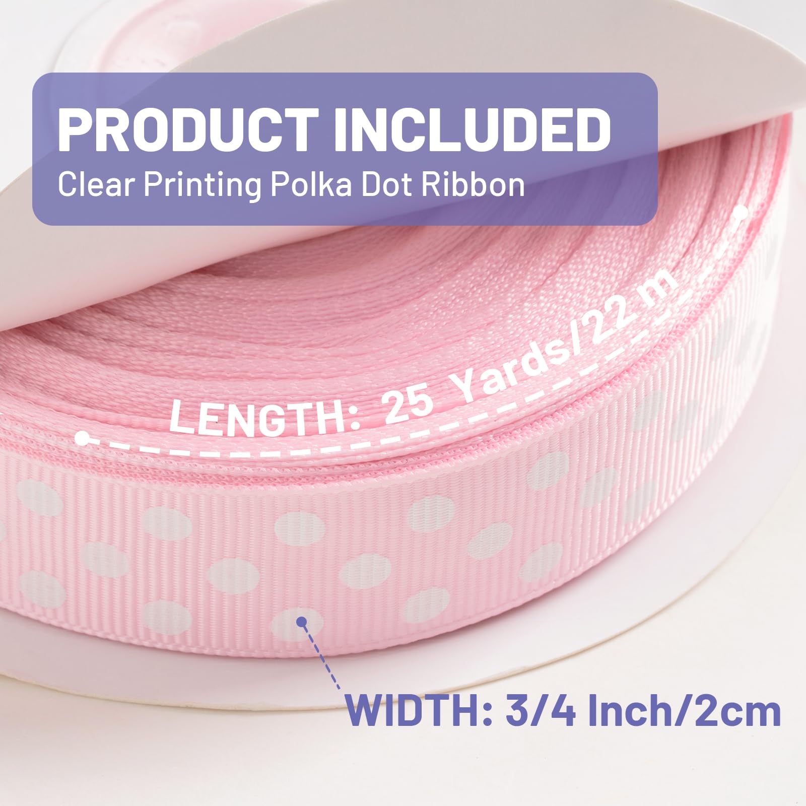 FAKILO Polka Dot Grosgrain Ribbon 20mm X 22m Pink and White Dot Craft Ribbon for Gift Wrapping Christmas DIY Crafts Hair Bows Wedding Party Decor Sewing and Home Decoration - Image 2