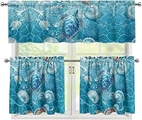 Vista 22 de Juego de 250 cortinas de cocina con bandera estadounidense para ventanas, fácil de instalar, cortinas cortas de 24 pulgadas con bolsillo para barra