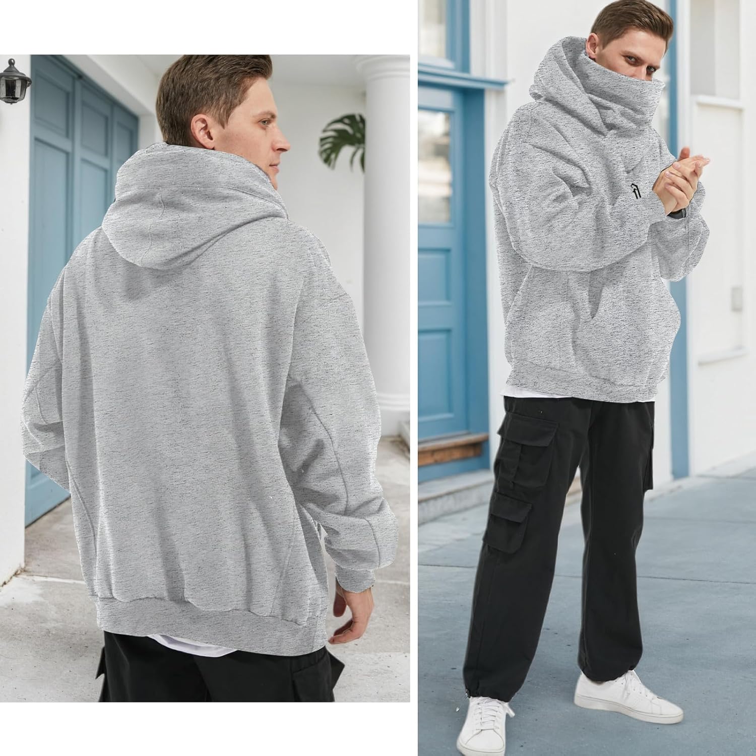 Men's Long Sleeve Fleece Hoodie Lightweight Tech Wear Soft Cotton Pullover Unisex Casual Hooded Sweatshirts - Image 5