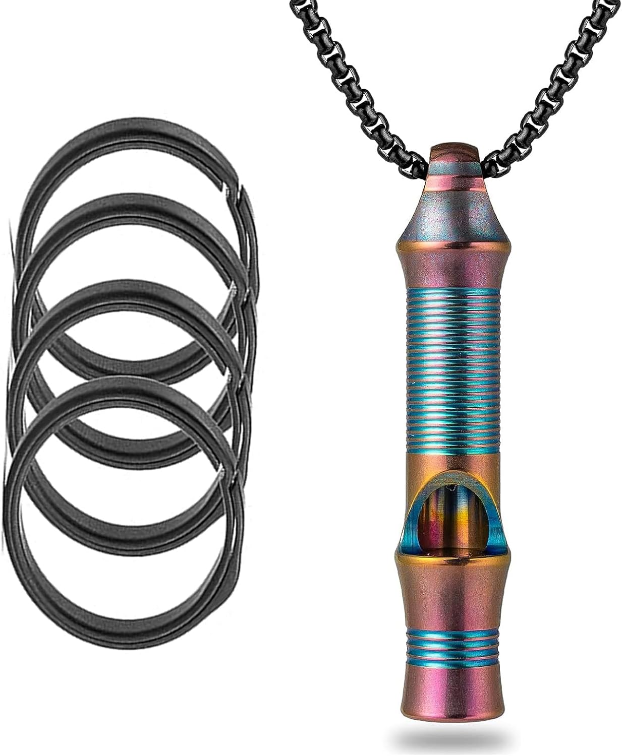 Titanium Key Rings Heavy Duty+Titanium Emergency Whistle