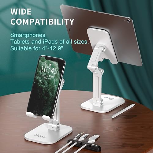 Miniatura 4 de iFine Soporte plegable ajustable para teléfono celular compatible con iPhone 12 y todos los teléfonos inteligentes, soporte móvil resistente,