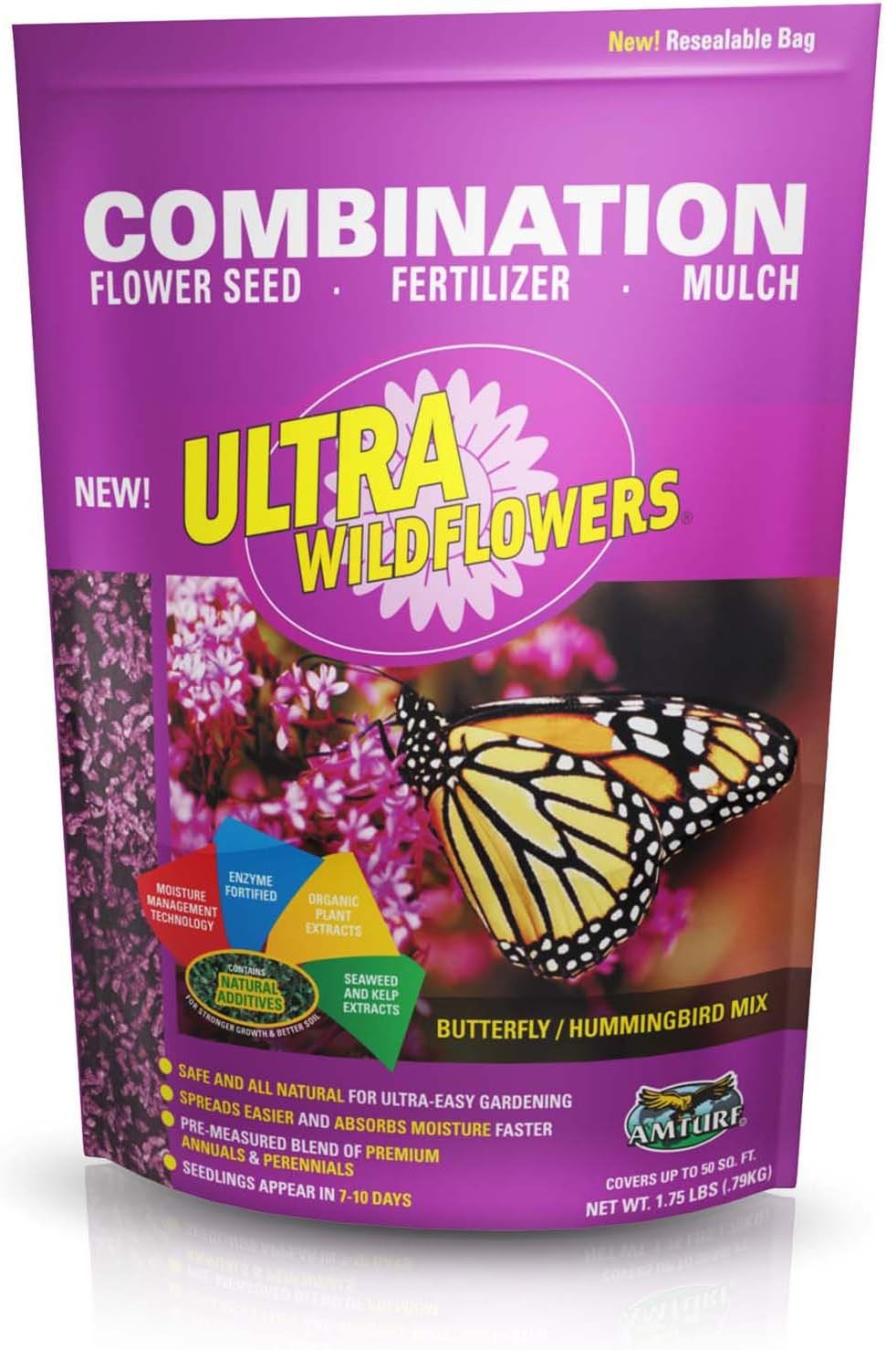 Amturf 44353 Ultra Wildflower Butterfly Hummingbird Mix, 1.75 Pounds