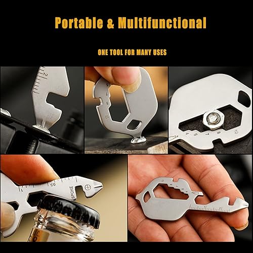 Miniatura 7 de Llavero multiherramienta en forma de llave de acero inoxidable mini destornillador multifuncional abridor de botellas destornillador ranurado