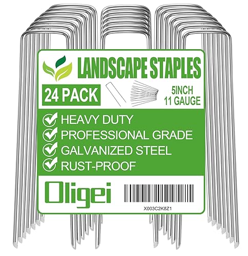 24 Pack Garden Stakes, U-Shaped Tent Stakes, Galvanized Landscape Staples,
