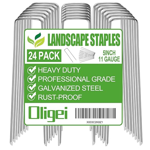 24 Pack Garden Stakes, U-Shaped Tent Stakes, Galvanized Landscape Staples, Ground Stakes, for Landscaping Securing Weed Barrier Fabric, Irrigation Tubing, Holding Fence, Tarpaulin