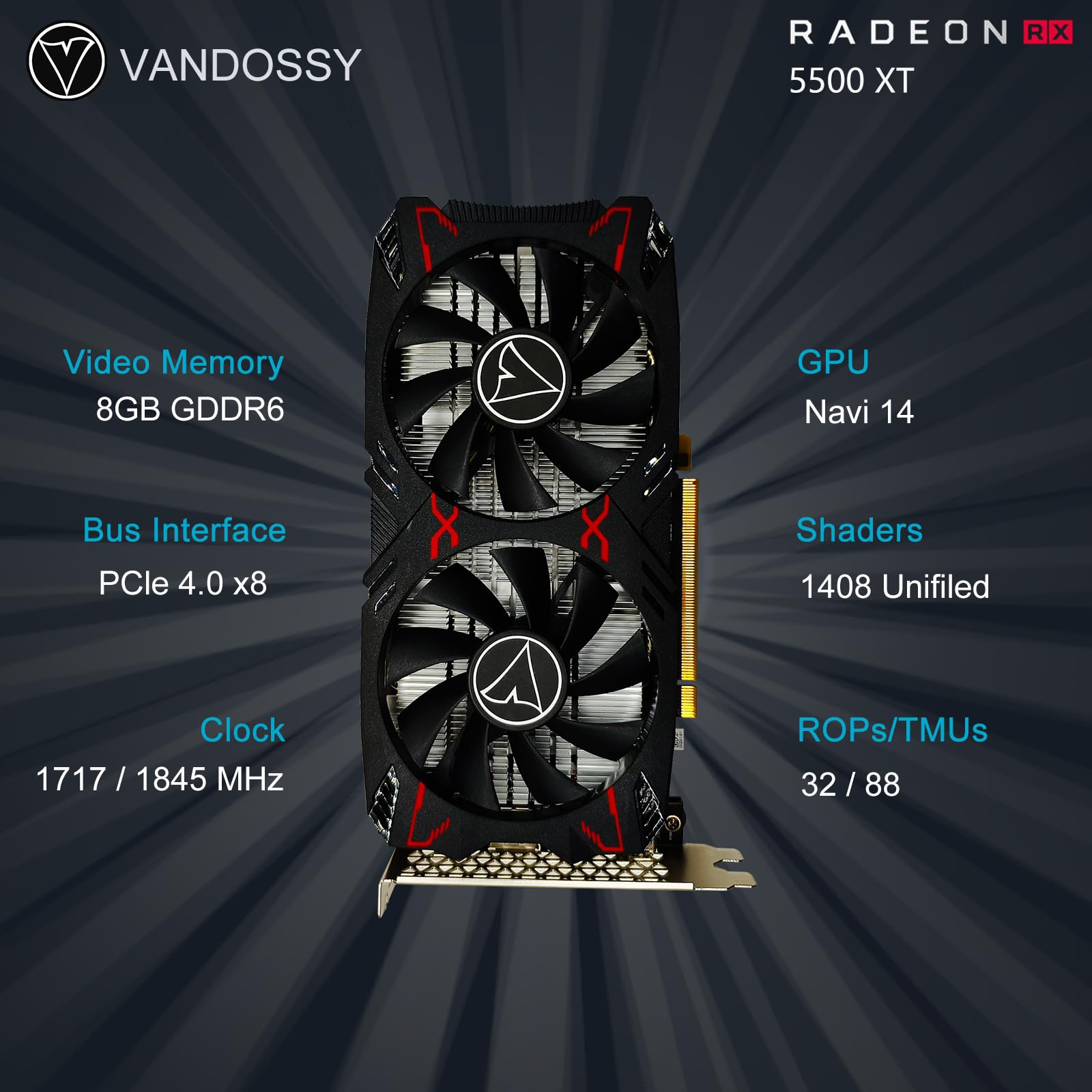 Amazon.com: Vandossy Radeon RX 5500 XT Graphics Card, 8GB GDDR6