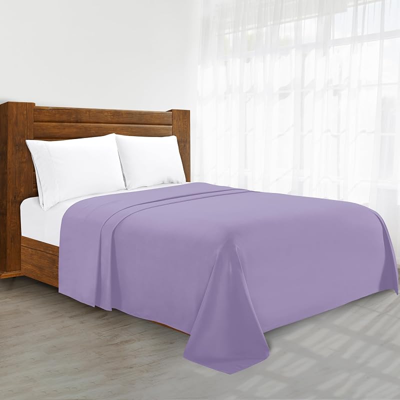 Luxury Flat Sheet on Amazon Elegant Comfort Wrinkle-Free 1500 Premier Hotel Quality 1-Piece Flat Sheet, California King Size, Lilac
