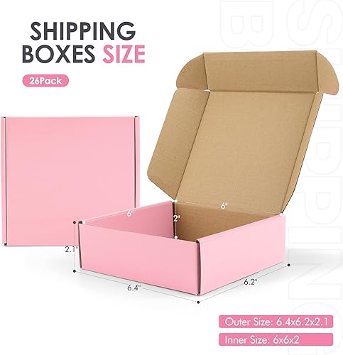 Miniatura 2 de Golden State Art, Cajas de envío negras de 6 x 6 x 2 pulgadas, paquete de 26, caja de correo de cartón corrugado para pequeñas empresas, correo de