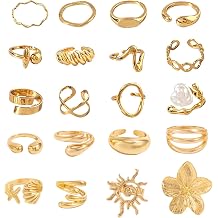 18 Pcs Chunky Gold Rings for Women, Gold Stackable Knuckle Rings Boho Stacking Thick Open Ring, Golden Plated Ring Set, Statement Jewellery for Ladies