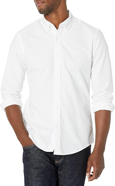 Amazon Essentials Men's Regular-Fit Long Sleeve Oxford Shirt, 100% Cotton
