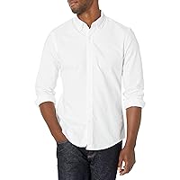 Amazon Essentials Camicia Oxford a Maniche Lunghe Slim Uomo, Bianco