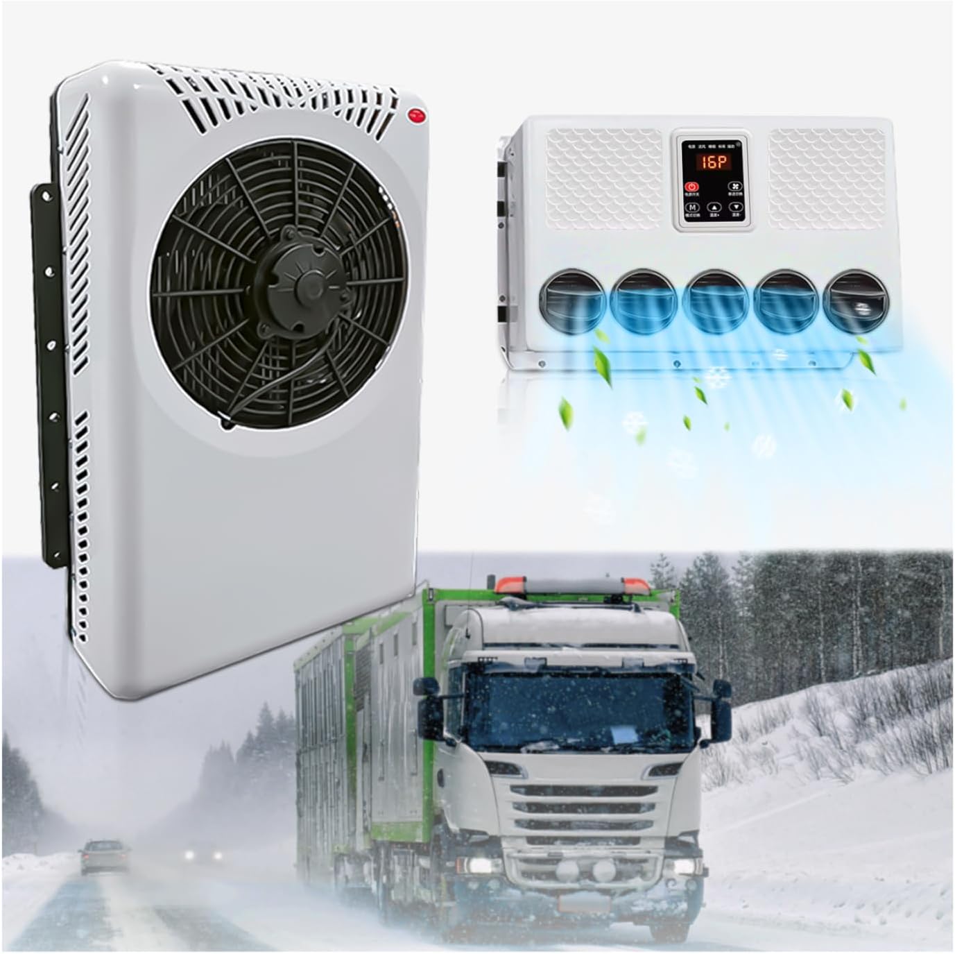 Treeligo 12V Mini Split Air Conditioner, 12000 BTU Truck DC Air Conditioner, 12 Volt Simple Installation AC Kit for Semi Truck, Camper, RV, Construction Vehicles, Cranes, Tractor, Excavator, Trailer