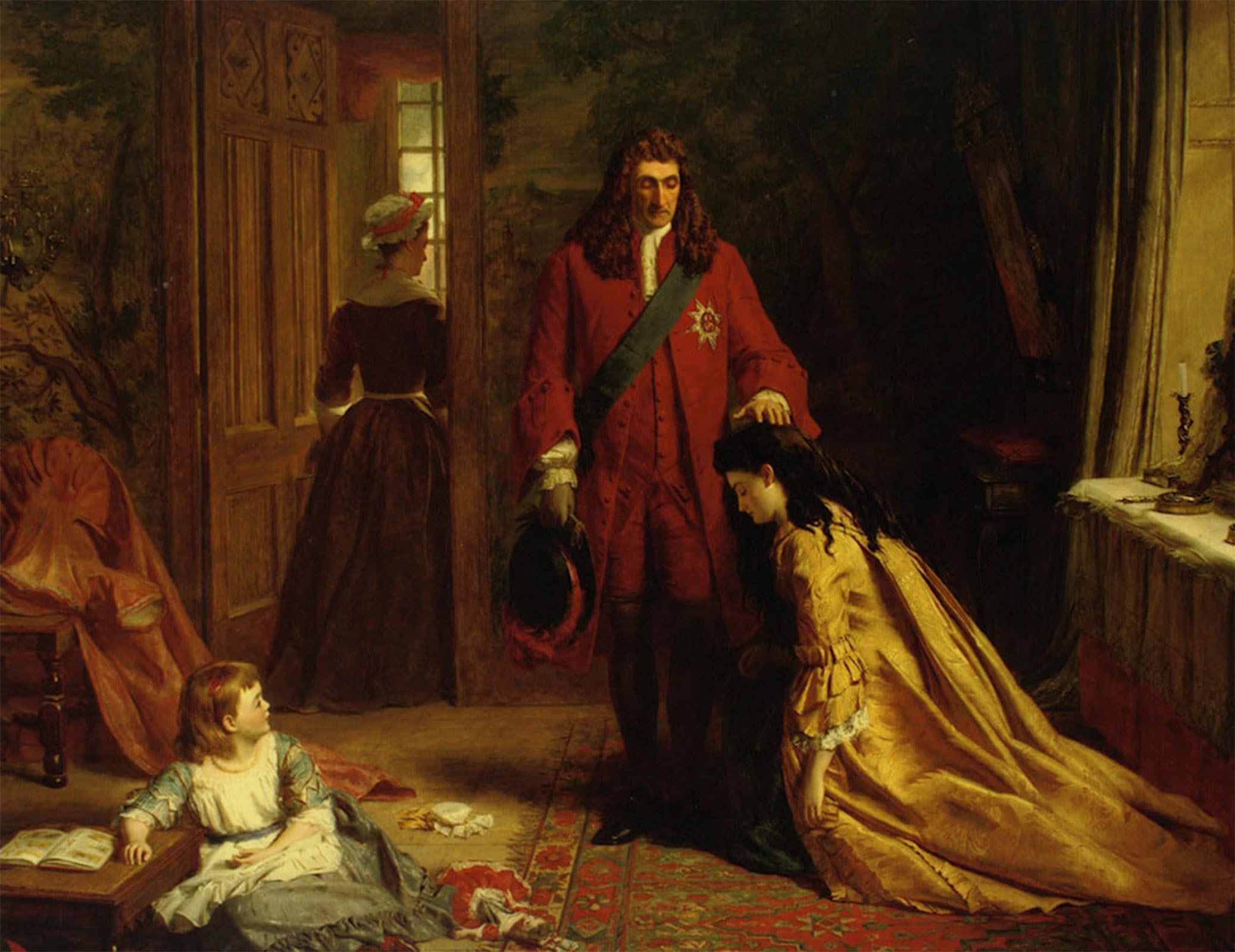 POSTERIIk Vintage Classic Picture Landscape Artwork Incident in the Life of Lady Mary Wortley Montague by William Powell Frith Portrait Canvas Painting for Office Home Decor 60x90cm