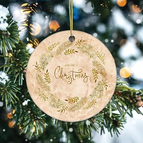 Miniatura 2 de Christmas Tree Ornaments Merry Christmas Marble Christmas Ornament Keepsake Ornament Home Decor Marble Printed Hanging Pendants Round Ceramic Xmas