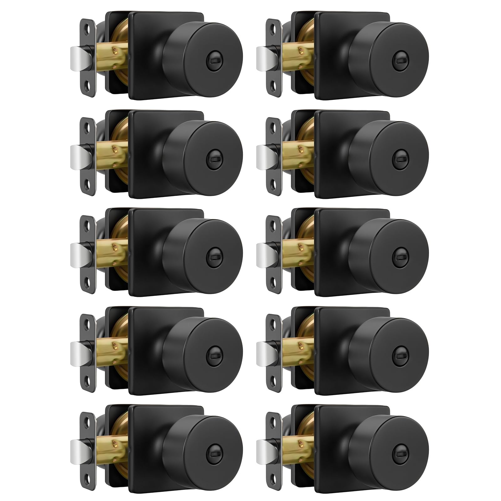 Black Privacy Door Knobs - 10 Pack -1 Black Privacy Door Knobs - 10 Pack -1