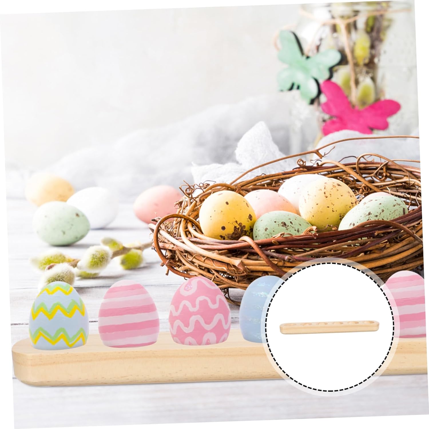 Angoily 3 Pcs Easter Egg Storage Tablescape Decor Table Top Fridge Desk Top Decor Desktop Cake Decorating Vintage Refrigerator Chicken Egg Holder Cake Toppers Wood Household Eggs