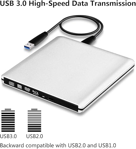 Miniatura 7 de Unidad externa USB 3.0 Blu-Ray DVDBDCD, reproductor Blu-ray 3D ultrafino portátil, escritorquemador utilizado para MacBook Pro Air, Apple Mac y así