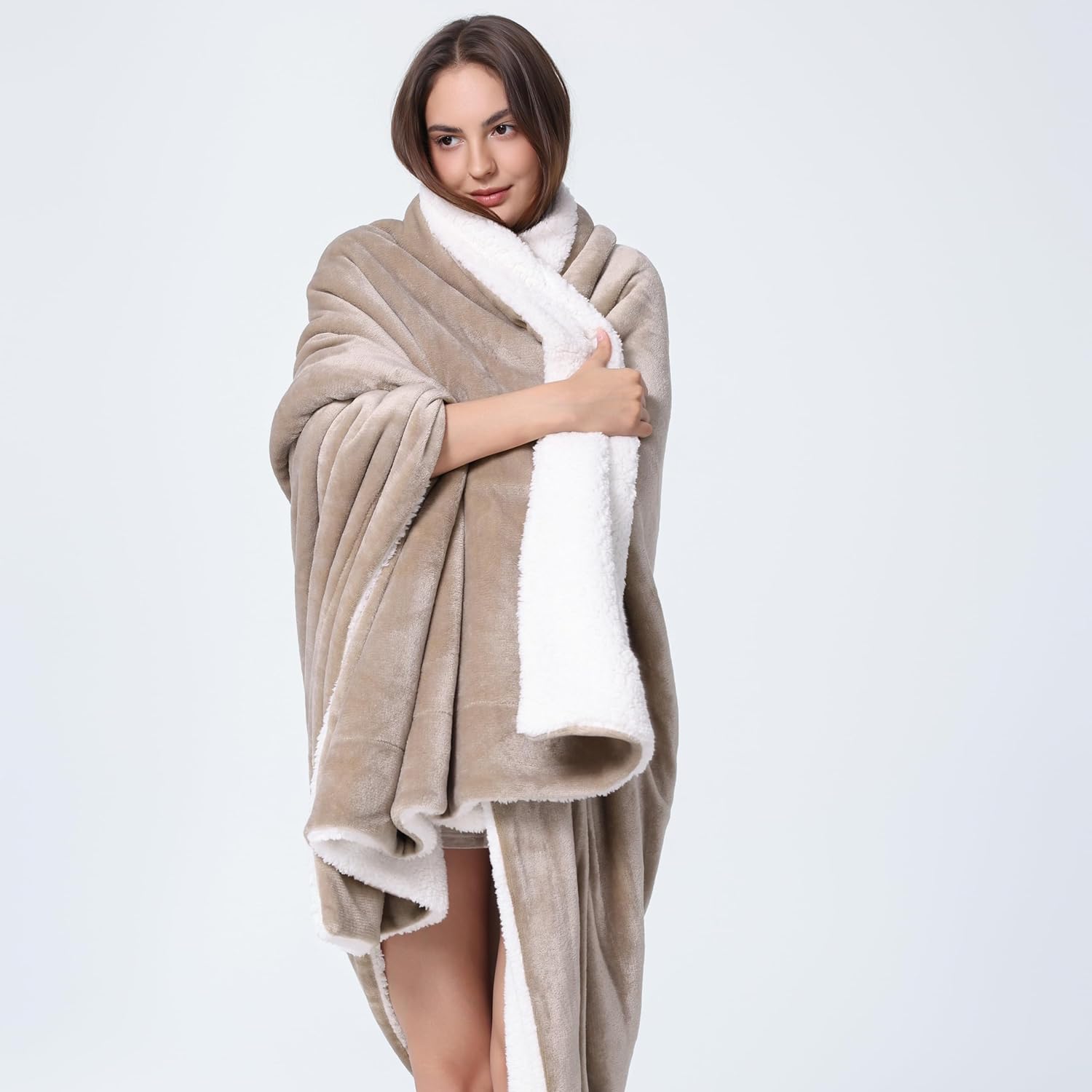 WDCOZY Sherpa Fleece Blankets Fuzzy Warm Throw Blanket Thick Super Soft Reversible Luxurious Fluffy Plush for Sofa Couch Bed Home Decor All Seasons Winter Blankets Tan Camel Beige 108"x90" - Image 7