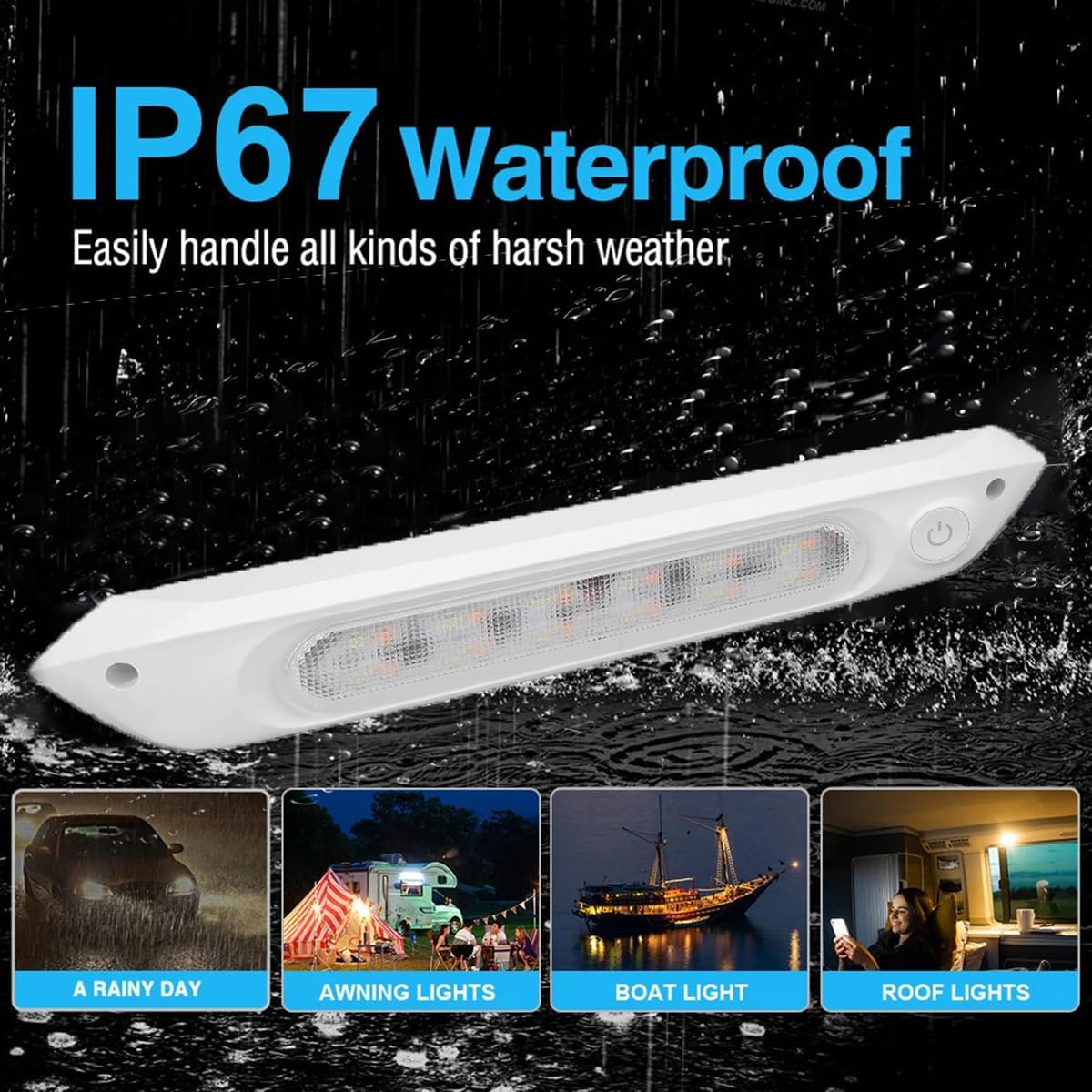 Motorhome Porch Light Motion Sensor JUTTAUTO 2x Solar Awning LED Lights ...